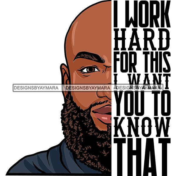 Afro Man Half Face Life Quote Photo Good Looking Bearded Bald Hairstyle SVG JPG PNG Vector Clipart Cricut Silhouette Cut Cutting