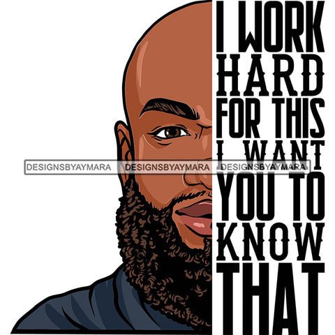 Afro Man Half Face Life Quote Photo Good Looking Bearded Bald Hairstyle SVG JPG PNG Vector Clipart Cricut Silhouette Cut Cutting