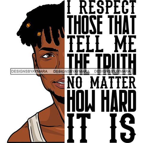 Afro Man Half Face Life Quote Handsome Confident Beard Dread Hawk Hairstyle SVG JPG PNG Vector Clipart Cricut Silhouette Cut Cutting