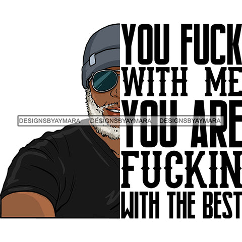 Afro Man Half Face Life Quote Sunglasses White Beard Beanie Short Sleeve T-Shirt SVG JPG PNG Vector Clipart Cricut Silhouette Cut Cutting