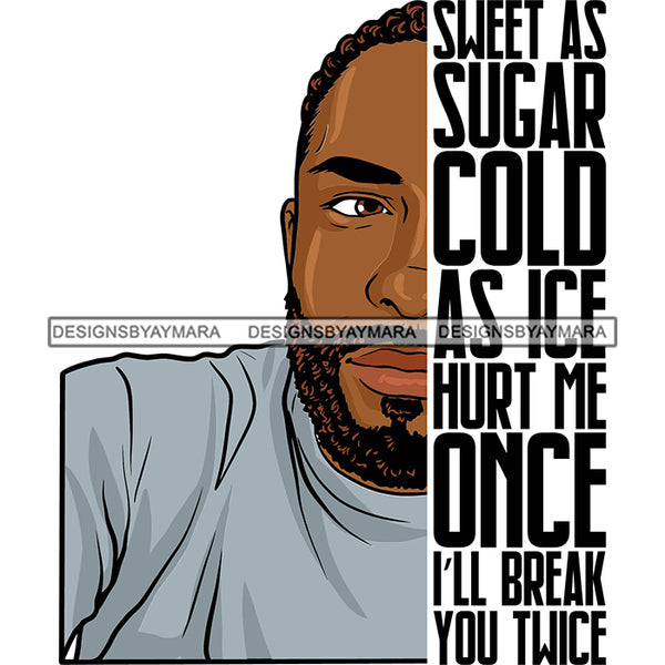 Afro Man Half Face Life Quote Selfie Good Looking Bearded Short Curly Hairstyle SVG JPG PNG Vector Clipart Cricut Silhouette Cut Cutting