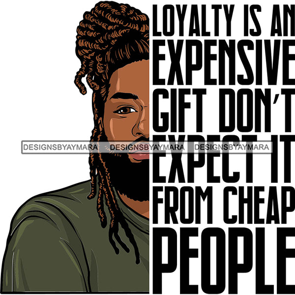 Afro Man Half Face Life Quote Good Looking Bearded Dreadlock Bun Hairstyle SVG JPG PNG Vector Clipart Cricut Silhouette Cut Cutting