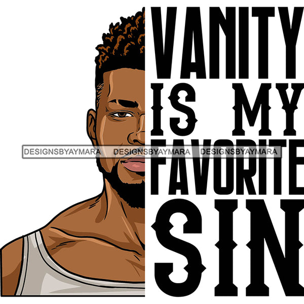 Afro Man Half Face Life Quote Handsome Muscular Beard Tank Top Fashion Style SVG JPG PNG Vector Clipart Cricut Silhouette Cut Cutting