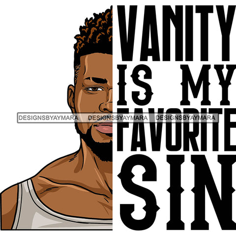 Afro Man Half Face Life Quote Handsome Muscular Beard Tank Top Fashion Style SVG JPG PNG Vector Clipart Cricut Silhouette Cut Cutting