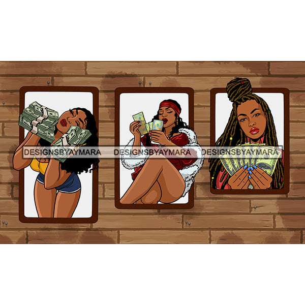 Bundle 20 Gangster Gansta Badass Powerful Woman Movie Hip Hop Cover Melanin Nubian Money Stack Hustler Ghetto Street Girl PNG JPG Cutting Files For Silhouette and Cricut and More!