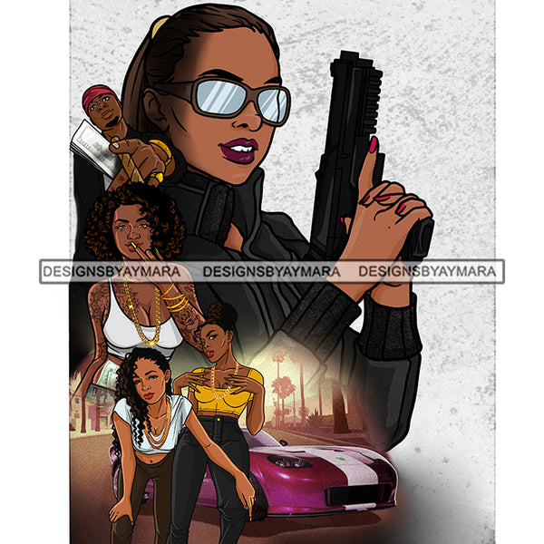 Bundle 20 Gangster Gansta Badass Powerful Woman Movie Hip Hop Cover Melanin Nubian Money Stack Hustler Ghetto Street Girl PNG JPG Cutting Files For Silhouette and Cricut and More!