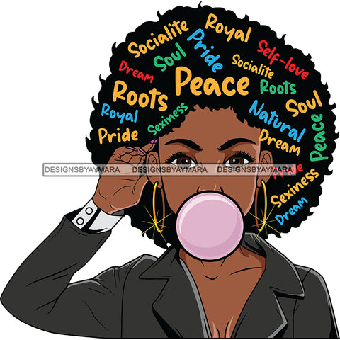 Bubblegum Girl Saluting Words In Hair SVG JPG PNG Vector Clipart Cricut Silhouette Cut Cutting1Words I