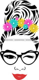 Woman Wearing Glasses Make Up Model Red Lips Long Eyelashes Wink Eye SVG JPG PNG Layered Cutting Files For Silhouette Cricut and More