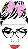 Woman Wearing Glasses Make Up Model Red Lips Long Eyelashes Wink Eye SVG JPG PNG Layered Cutting Files For Silhouette Cricut and More