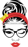 Woman Wearing Glasses Make Up Model Red Lips Long Eyelashes Wink Eye SVG JPG PNG Layered Cutting Files For Silhouette Cricut and More