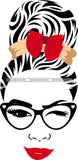 Woman Wearing Glasses Make Up Model Red Lips Long Eyelashes Wink Eye SVG JPG PNG Layered Cutting Files For Silhouette Cricut and More
