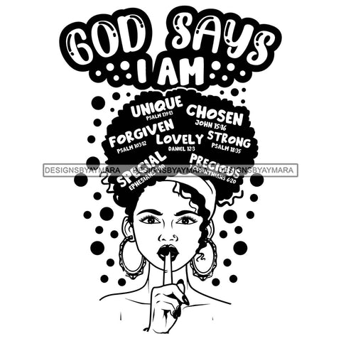 Afro Woman Hair Religious Quotes Bible Verses Wisdom Jesus Christ Illustration B/W SVG JPG PNG Vector Clipart Cricut Silhouette Cut Cutting