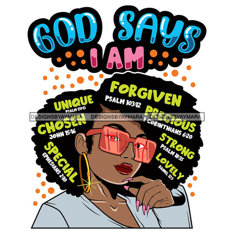 Afro Woman Hair Religious Quotes Bible Verses Jesus Savior Powerful Illustration SVG JPG PNG Vector Clipart Cricut Silhouette Cut Cutting