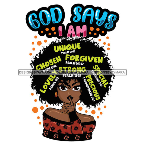 Afro Woman Hair Religious Quotes Bible Verses Loving Jesus Savior Illustration SVG JPG PNG Vector Clipart Cricut Silhouette Cut Cutting