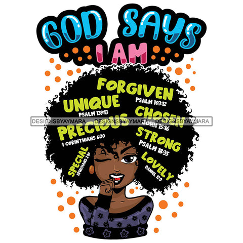 Afro Woman Hair Religious Quotes Bible Verses Loving Holy Spirit Jesus Illustration SVG JPG PNG Vector Clipart Cricut Silhouette Cut Cutting