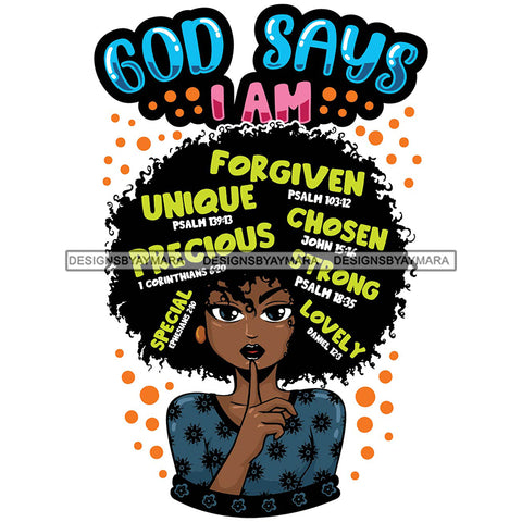 Afro Woman Hair Religious Quotes Bible Verses Loving Jesus Forgiveness Illustration SVG JPG PNG Vector Clipart Cricut Silhouette Cut Cutting