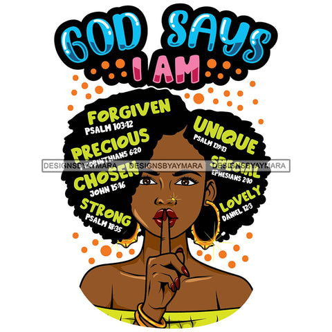Afro Woman Hair Religious Quotes Bible Verses Faith Truth Jesus Illustration SVG JPG PNG Vector Clipart Cricut Silhouette Cut Cutting