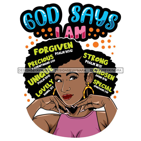 Afro Woman Hair Religious Quotes Bible Verses Faith Truth Jesus Christ Illustration SVG JPG PNG Vector Clipart Cricut Silhouette Cut Cutting