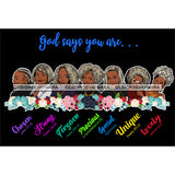 Seven Afro Mature Women God Says You Are Chosen Life Quotes Sistas Melanin Nubian Dark Background SVG JPG PNG Vector Clipart Cricut Silhouette Cut Cutting