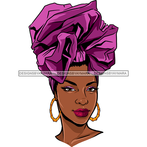 Black Queen With Beautiful Purple Headwrap JPG PNG  Clipart Cricut Silhouette Cut Cutting