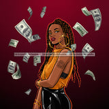 Sassy Diva Tossing Money With Locs Dreads JPG PNG  Clipart Cricut Silhouette Cut Cutting