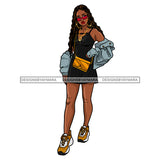 Black Diva In Dress And Jean Jacket JPG PNG  Clipart Cricut Silhouette Cut Cutting