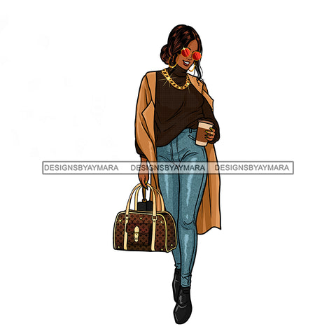 Sassy Queen Stepping With Her Coffee JPG PNG  Clipart Cricut Silhouette Cut Cutting