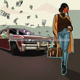 Sassy Queen Stepping With Her Coffee Flying Dollars On Car JPG PNG  Clipart Cricut Silhouette Cut Cutting