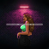 Sexy Diva Black Jeans Long Locs Sister Locs Brick Wall Scene JPG PNG  Clipart Cricut Silhouette Cut Cutting
