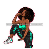 Sassy Diva In Green And Black  JPG PNG  Clipart Cricut Silhouette Cut Cutting