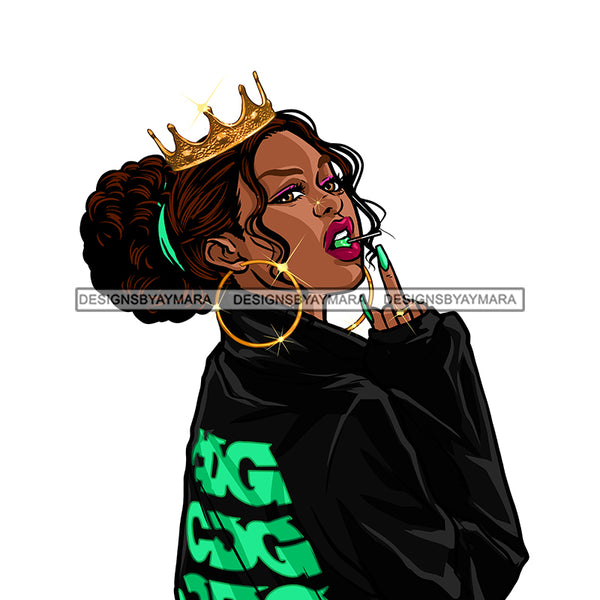 Crowned Diva Giving The Finger JPG PNG  Clipart Cricut Silhouette Cut Cutting