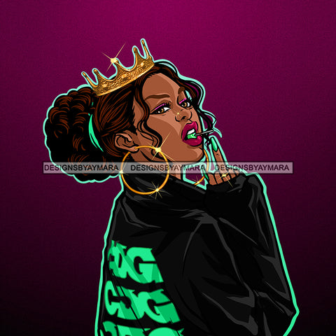 Crowned Diva Giving The Finger JPG PNG  Clipart Cricut Silhouette Cut Cutting