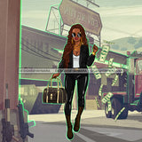 Sassy Diva Stepping In Black Flying Dollar Bills JPG PNG  Clipart Cricut Silhouette Cut Cutting