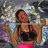 Sassy Diva In Black And Pink Tossing Dollar Bills Braids Graffiti Wall JPG PNG  Clipart Cricut Silhouette Cut Cutting
