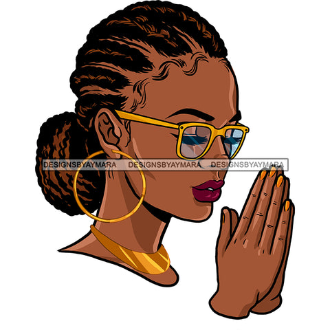 Black Queen With Braids Praying  JPG PNG  Clipart Cricut Silhouette Cut Cutting