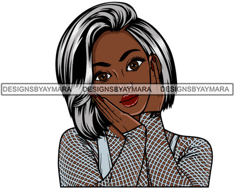 Afro Attractive Cute Lola Adorable Urban Hipster Girl Big Eyes Boss Lady Nubian Queen Melanin SVG Cutting Files For Silhouette Cricut and More