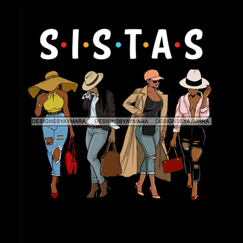 Sista's Stepping Out Wearing Hats SVG JPG PNG Vector Clipart Cricut Silhouette Cut Cutting