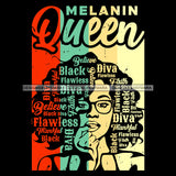 Melanin Queen With Words In Hair Wearing Glasses SVG JPG PNG Vector Clipart Cricut Silhouette Cut Cutting