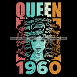 Queen 1960 With Big Afro Words SVG JPG PNG Vector Clipart Cricut Silhouette Cut Cutting