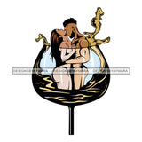 Sensual Sexy Couple Wine Glass Soulmate Black Woman Attractive Black Man Male SVG Cutting Layered Files