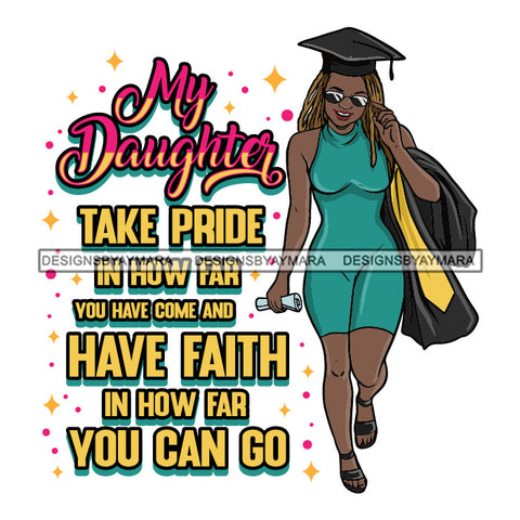 Afro Woman Graduate Life Quotes Academic Achievement Holding Graduation Gown Cap Sunglasses Curly Hairstyle SVG JPG PNG Cutting Files For Silhouette Cricut More