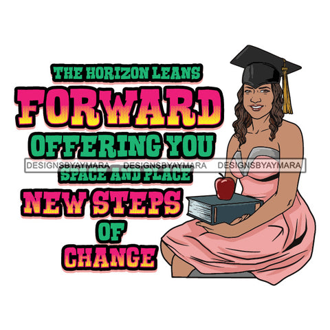 Afro Woman Graduate Sitting Down Life Quotes Academic Achievement Wearing Graduation Cap Curly Hairstyle SVG JPG PNG Cutting Files For Silhouette Cricut More