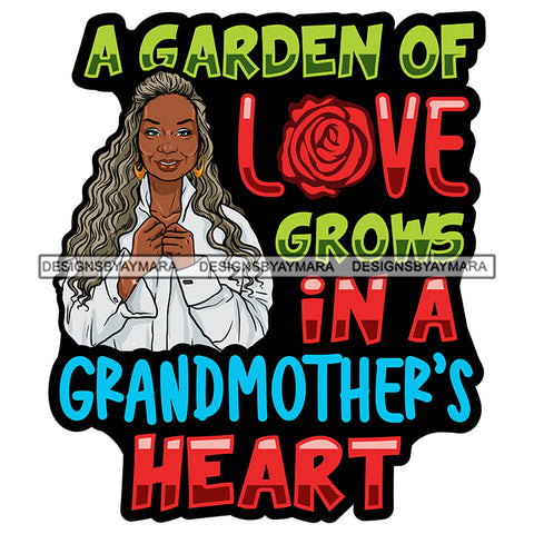 Grandma Mom Love Happy Mother's Day Celebration Granny Life Quotes Grey Long Hairstyle SVG JPG PNG Vector Clipart Cricut Silhouette Cut Cutting