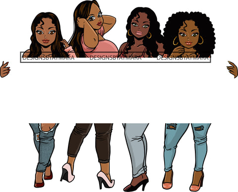 Group Of Women Holding Banner Sign Logo Business Advertising Melanin Hot Seller .SVG Cut Files For Silhouette Cricut and More!