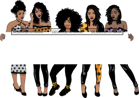 Group Of Women Holding Banner Sign Logo Business Advertising Melanin Hot Seller .SVG Cut Files For Silhouette Cricut and More!