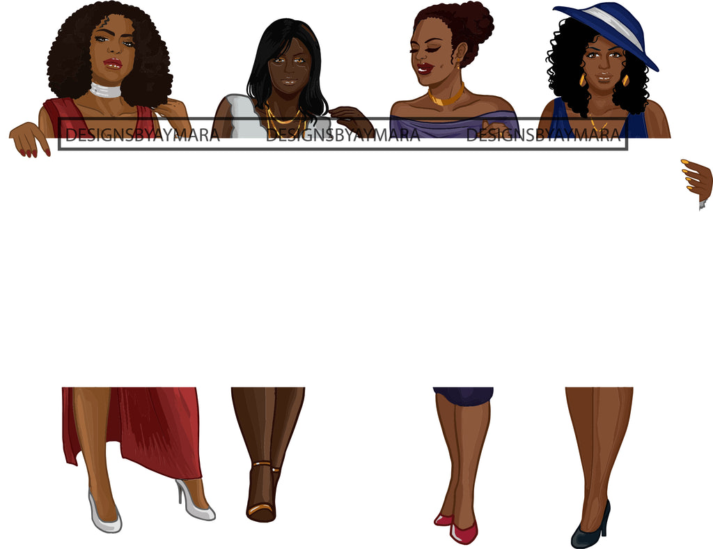 Header Signage Woman Group Of Women Holding Banner Sign Logo Business Advertising Melanin H ...
