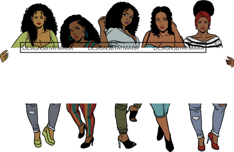 Group Of Women Holding Banner Sign Logo Business Advertising Melanin Hot Seller .SVG Cut Files For Silhouette Cricut and More!