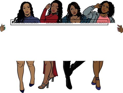Group Of Women Holding Banner Sign Logo Business Advertising Melanin Hot Seller .SVG Cut Files For Silhouette Cricut and More!