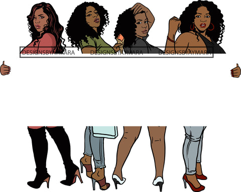 Group Of Women Holding Banner Sign Logo Business Advertising Melanin Hot Seller .SVG Cut Files For Silhouette Cricut and More!