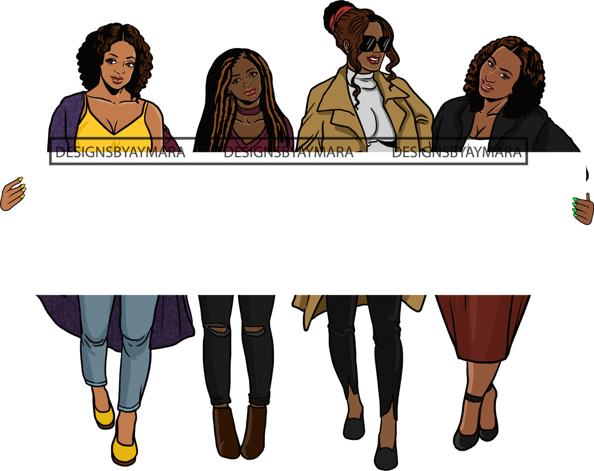 Header Signage Woman Group Of Women Holding Banner Sign Logo Business Advertising Melanin H ...